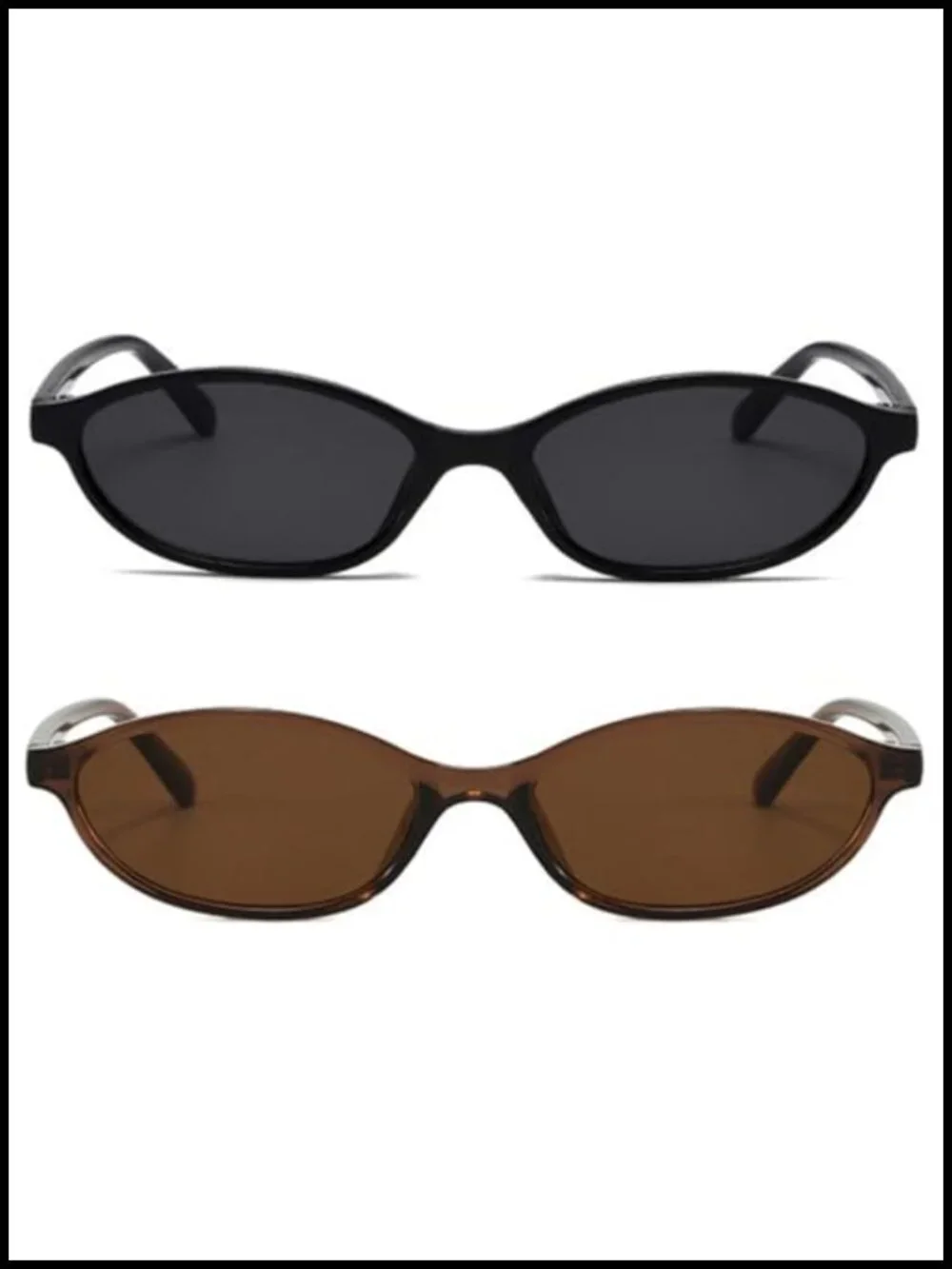 Retro Oval Cat Eye Sunglasses UV400 Lightweight Small Y2K Narrow Cateye